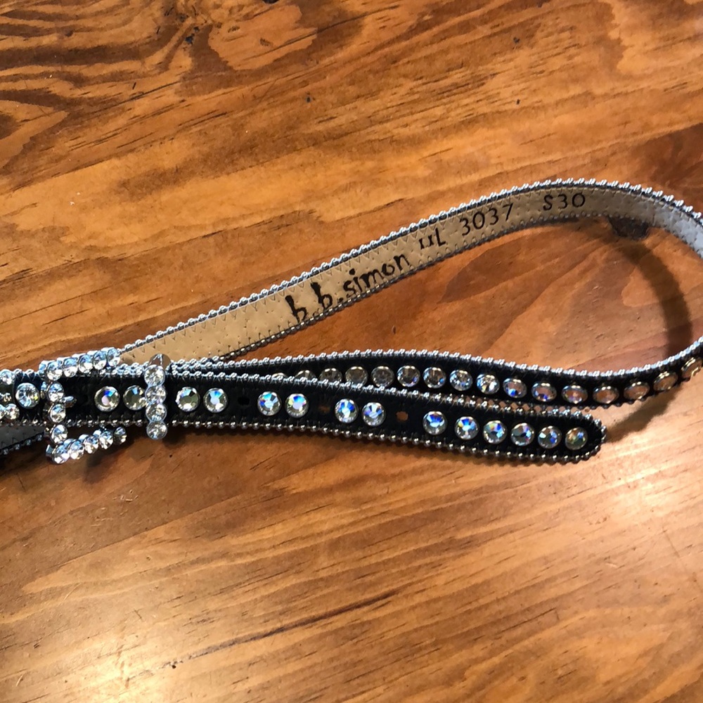 Leather crystal belt